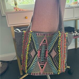 America & Beyond beaded Geometric Pattern Tote Bag